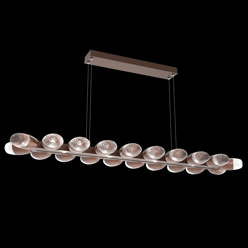 Pebble Linear Suspension 60" Small Glass-Burnished Bronze-Pebble Clear