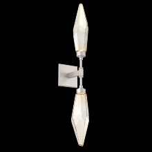 Hammerton IDB0050-02-BS-CA-L1 - Rock Crystal Double Sconce-Metallic Beige Silver-Chilled Blown Glass