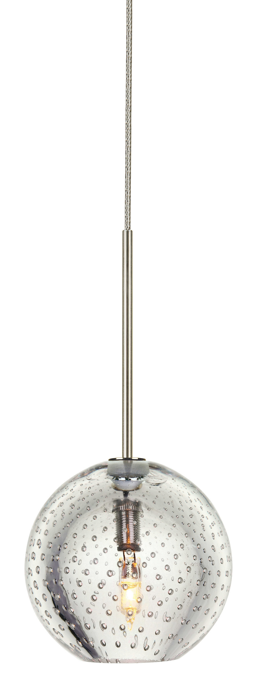 Pendant Bubbles Clear Satin Nickel G4 Halogen 20W 350 Lumens  Monopoint Canopy