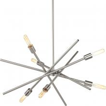 Progress P400108-009 - Astra Collection Six-Light Brushed Nickel Mid-Century Modern Chandelier Light