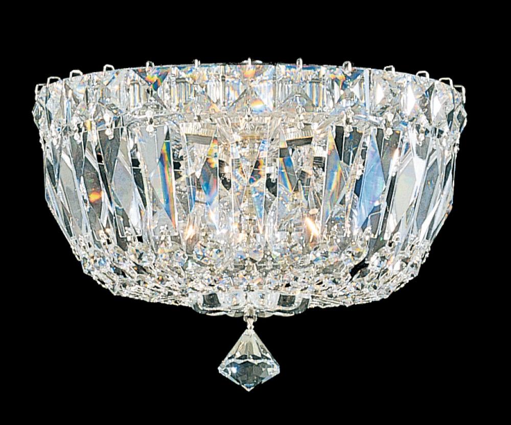 Petit Crystal Deluxe 3 Light 120V Semi-Flush Mount in Polished Silver with Radiance Crystal