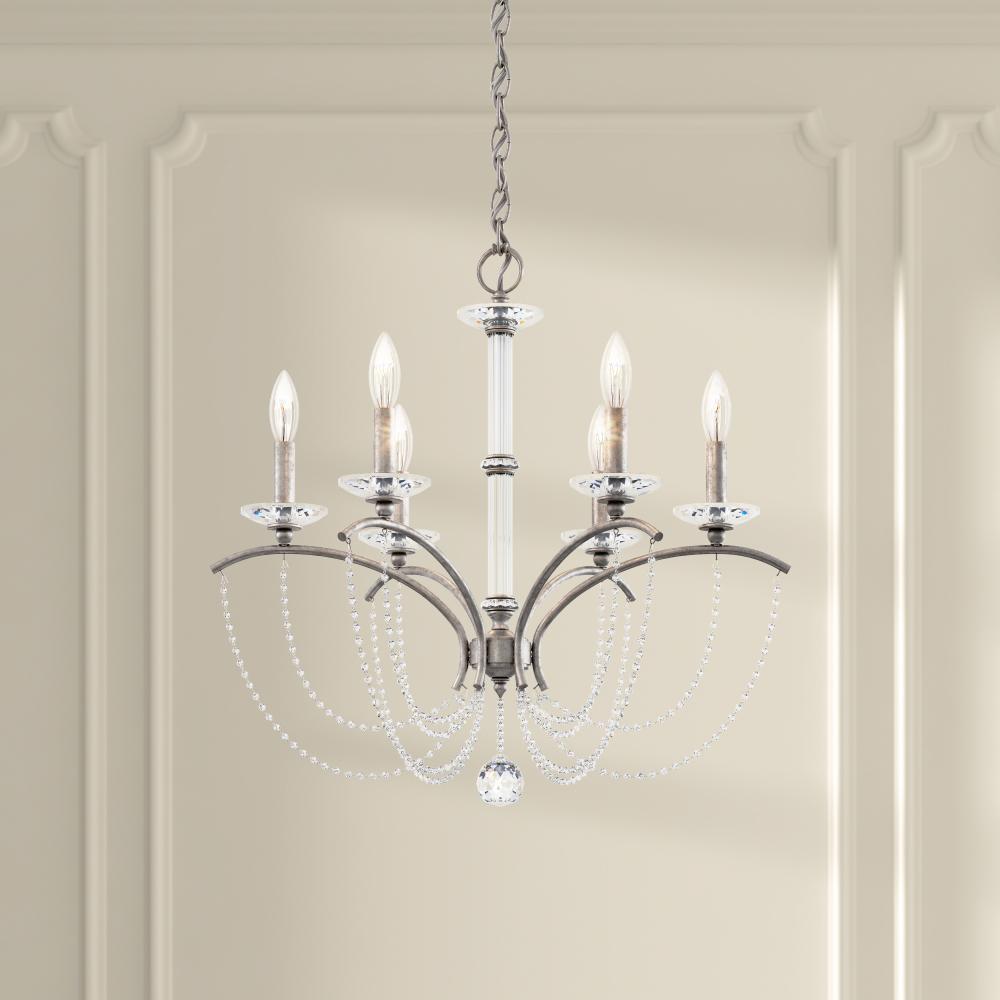 Priscilla 6 Light 120V Chandelier in White with Bronze Pearl