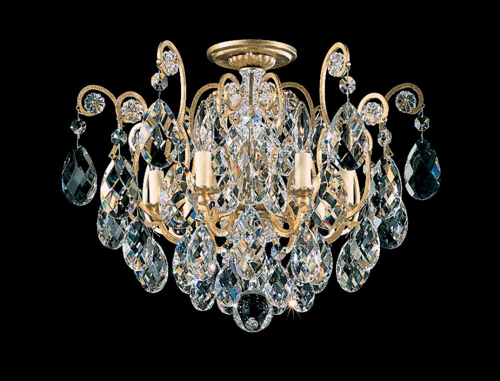 Renaissance 6 Light 120V Semi-Flush Mount in Heirloom Gold with Heritage Handcut Crystal