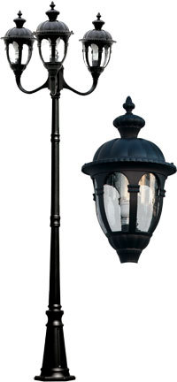 Dabmar GM9303-LED6-B - THREE HEAD POST FIX 3X6W LED A60 120V