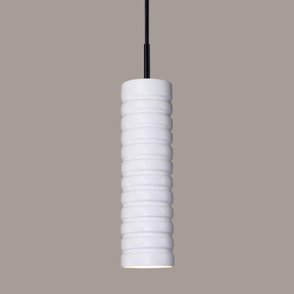 Strata Mini Pendant: Satin White (Black Cord & Canopy)