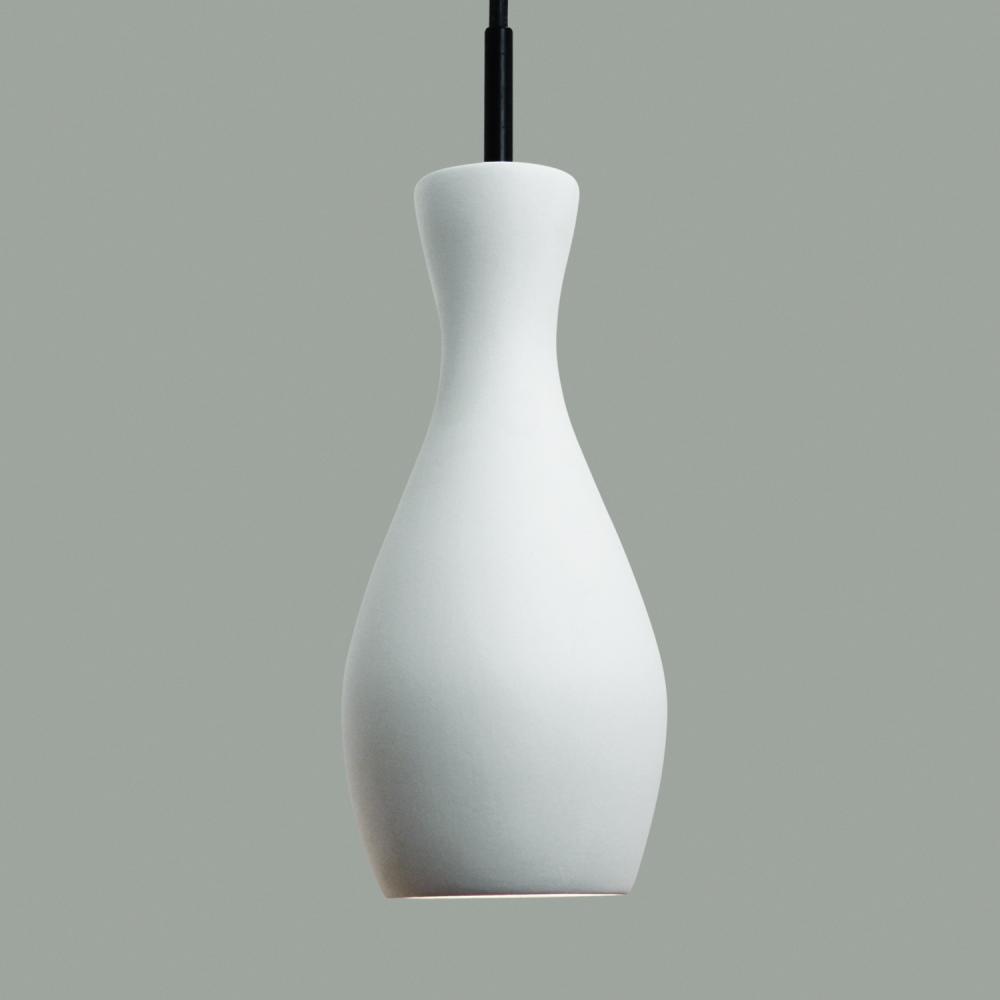 Amphora Mini Pendant: Heat Treated Steel (Black Cord & Canopy)