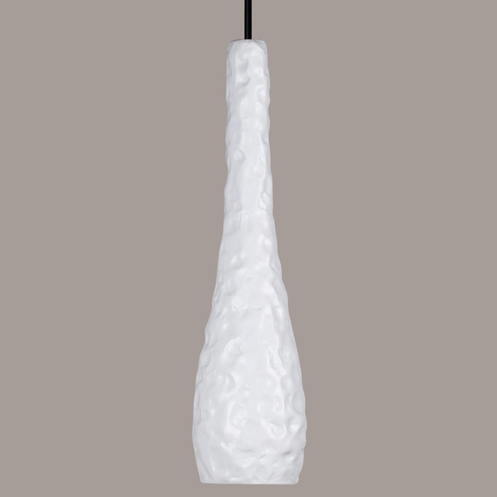 Flintstone Mini Pendant: Satin White (Black Cord & Canopy)