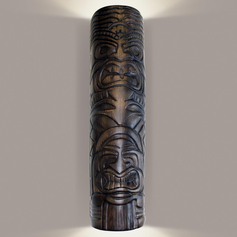 Tiki Totem Wall Sconce Dark Teak (Outdoor/WET Location)