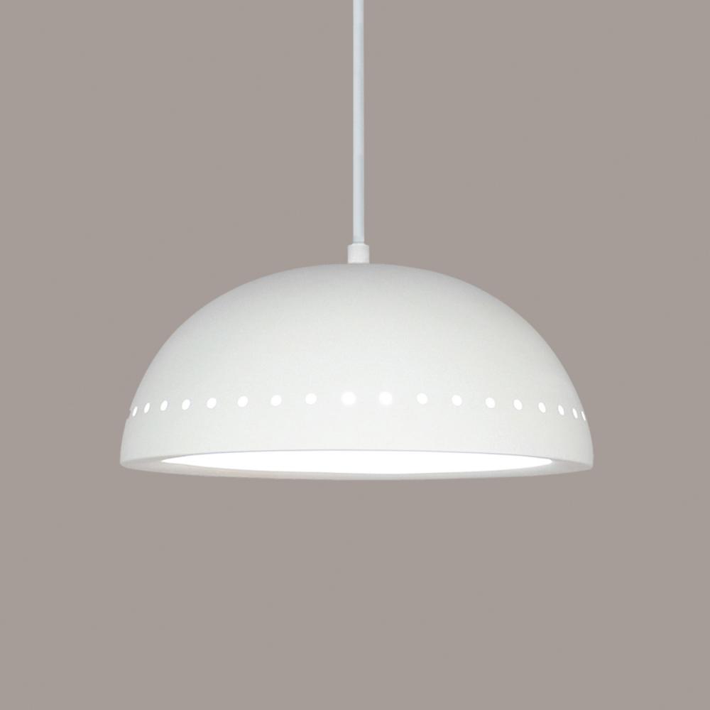 Gran Cyprus Pendant: Zinc White Marble (White Cord & Canopy)