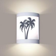 A-19 F200B - Twin Palms Wall Sconce: Satin White