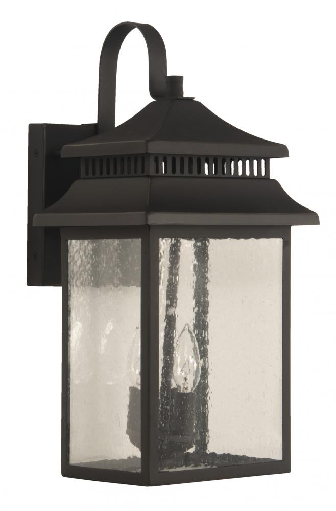 Crossbend 3 Light Large Outdoor Wall Lantern in Dark Bronze Gilded