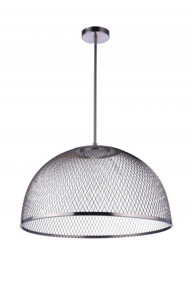 24.25" Diameter Sculptural Statement Metal Mesh Dome Pendant in Brushed Polished Nickel