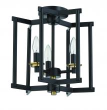 Craftmade 56953-FBSB - Avante Grand 3 Light Cage Convertible Semi Flush/Pendant in Flat Black/Satin Brass