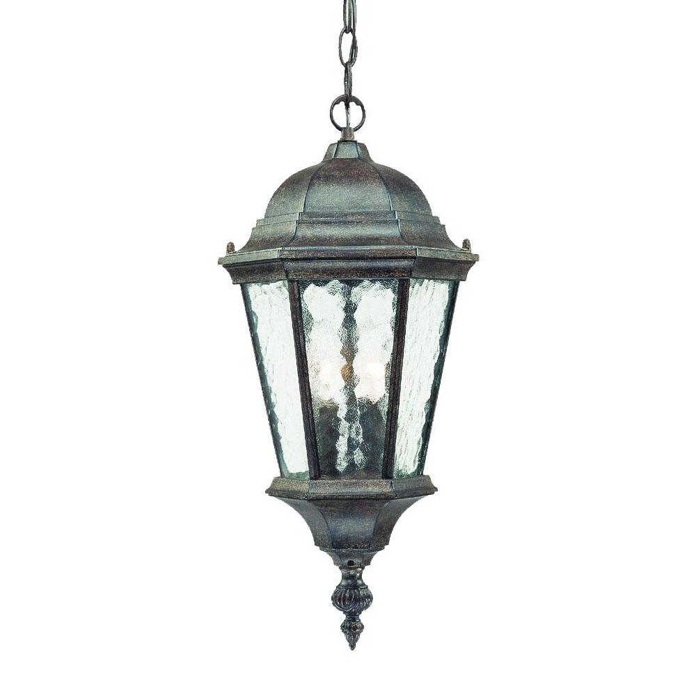 Telfair Collection Hanging Lantern 2-Light Outdoor Black Coral Light Fixture