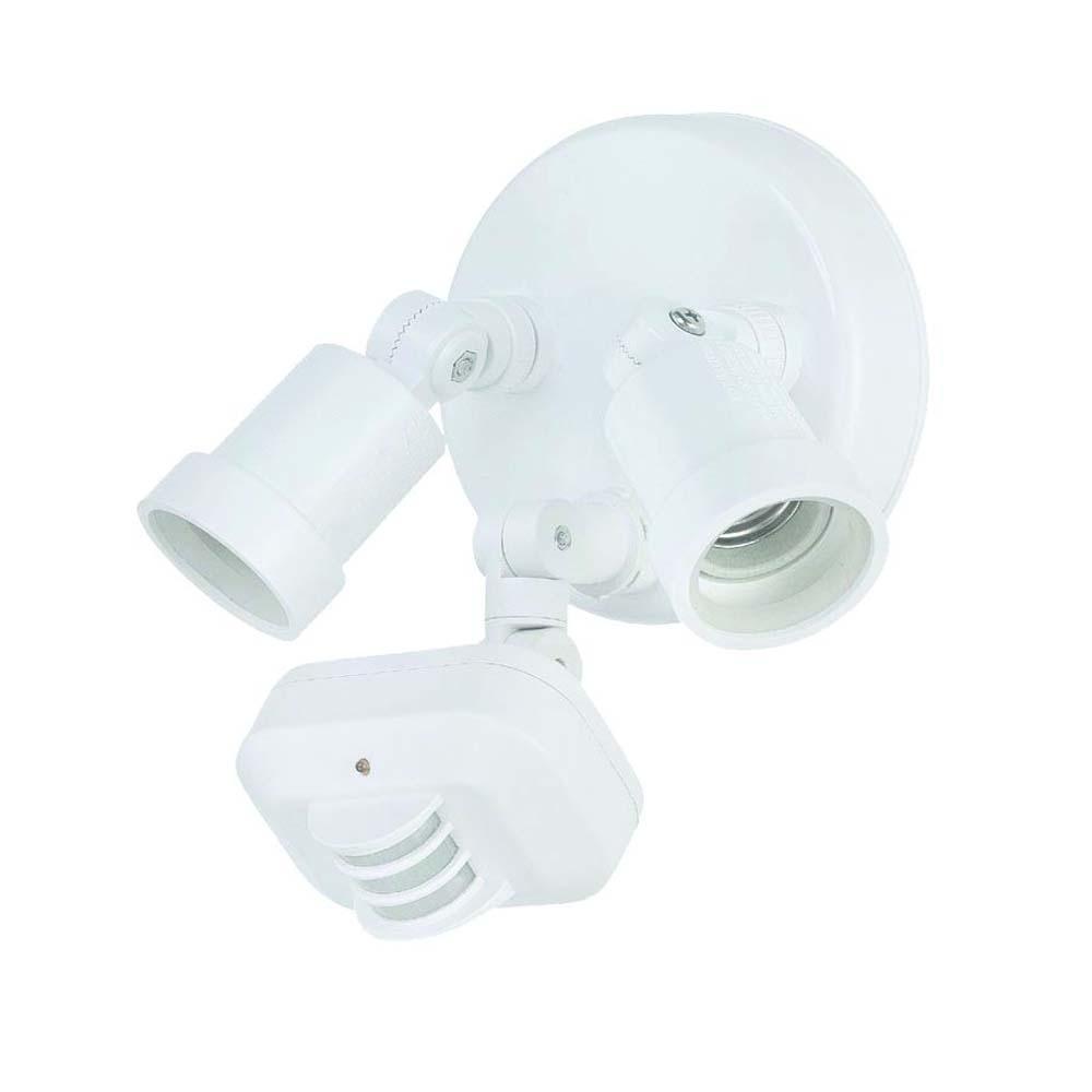 Motion Activated Floodlights Collection 2-Light Outdoor White Light Fixture