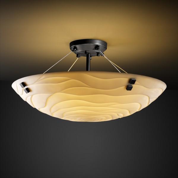 18" LED Semi-Flush Bowl w/ PAIR SQUARE FINIALS