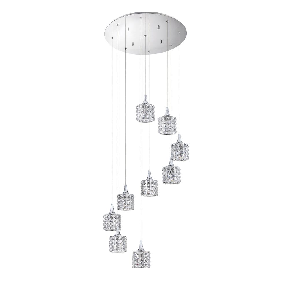 LUSTRA series 9-Light Chrome Pendant Pan