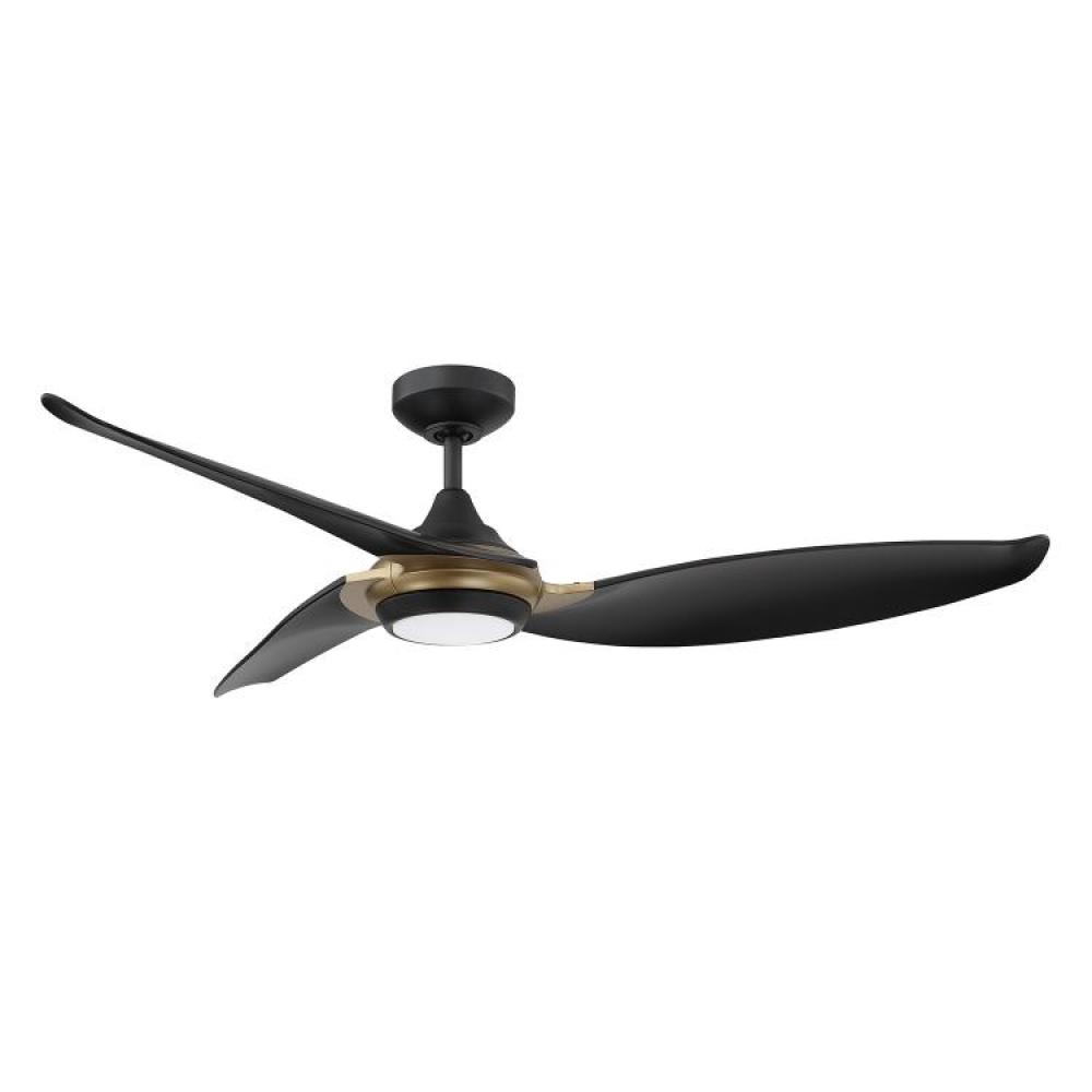 VIRTUA 52 in. LED Black & Oilcan Brass DC motor Ceiling Fan