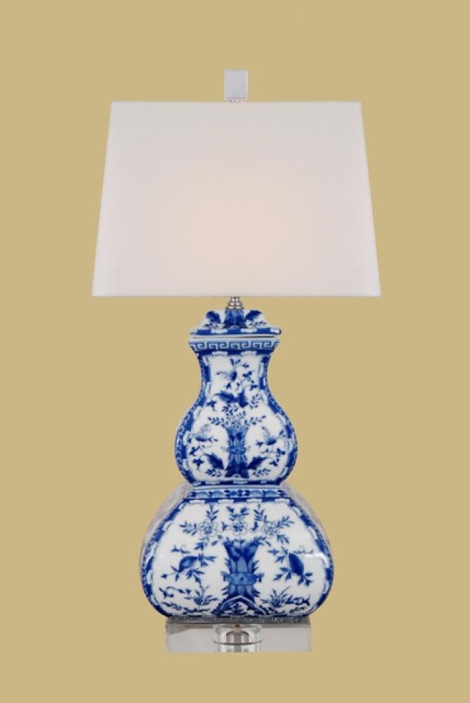 BLUE AND WHITE SQUARE GOURD LAMP