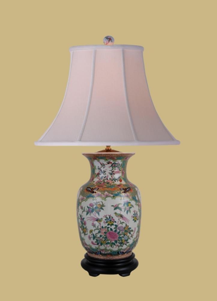 Rose Medallion Porcelain Vase Lamp