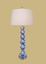 East Enterprises LPBGC6Z21H - Oriental Blue & White Porcelain Ball Lamp With Crystal Base