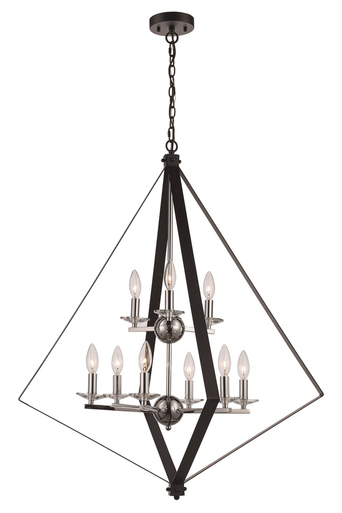 9LT PENDANT TRI CAGE-PC/BK