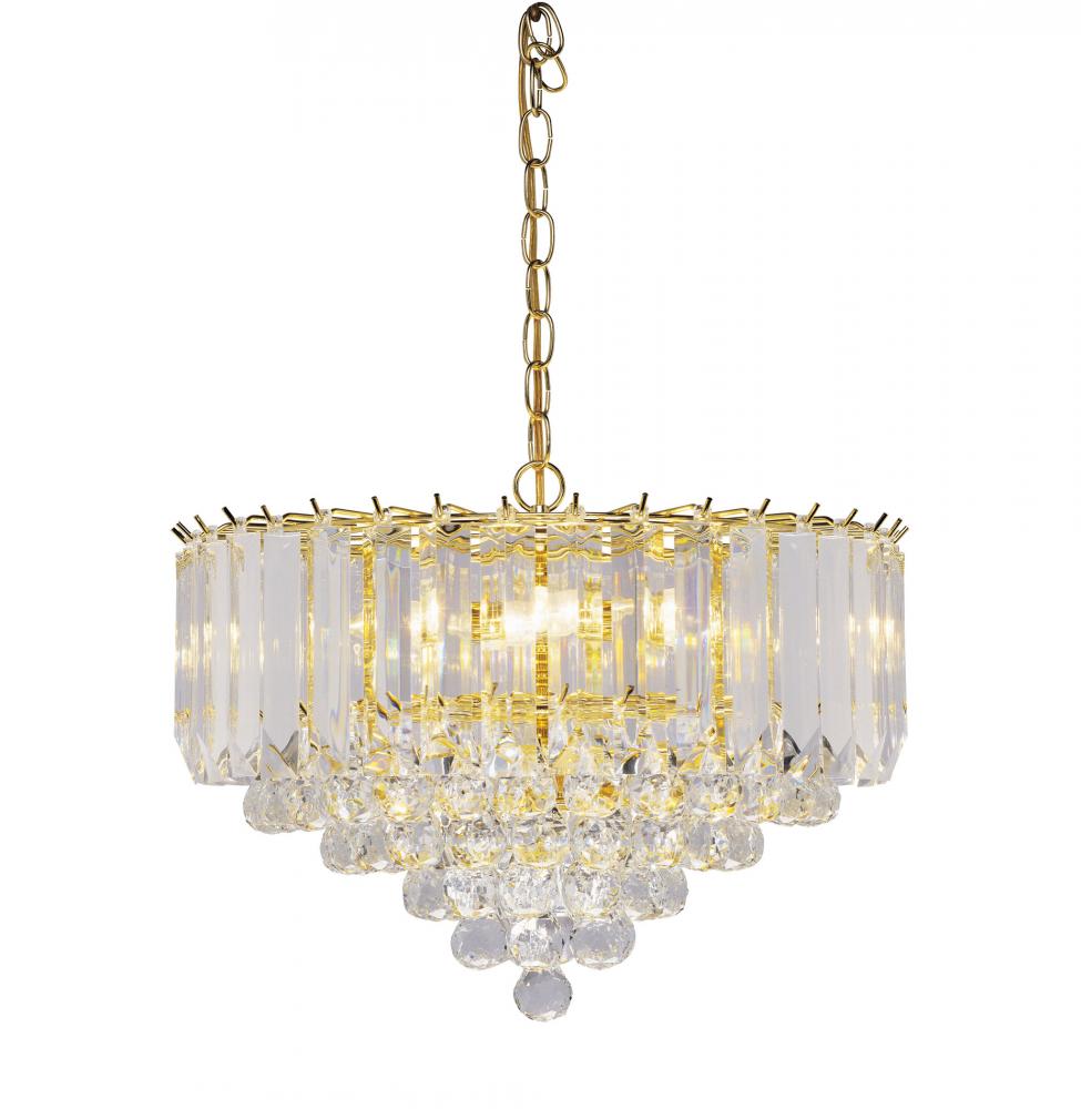 6 Lt. Chandelier, Polished Brass Finish