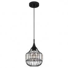 Westinghouse 6363100 - Mini Pendant Matte Black Finish Crystal Prism Cage Shade