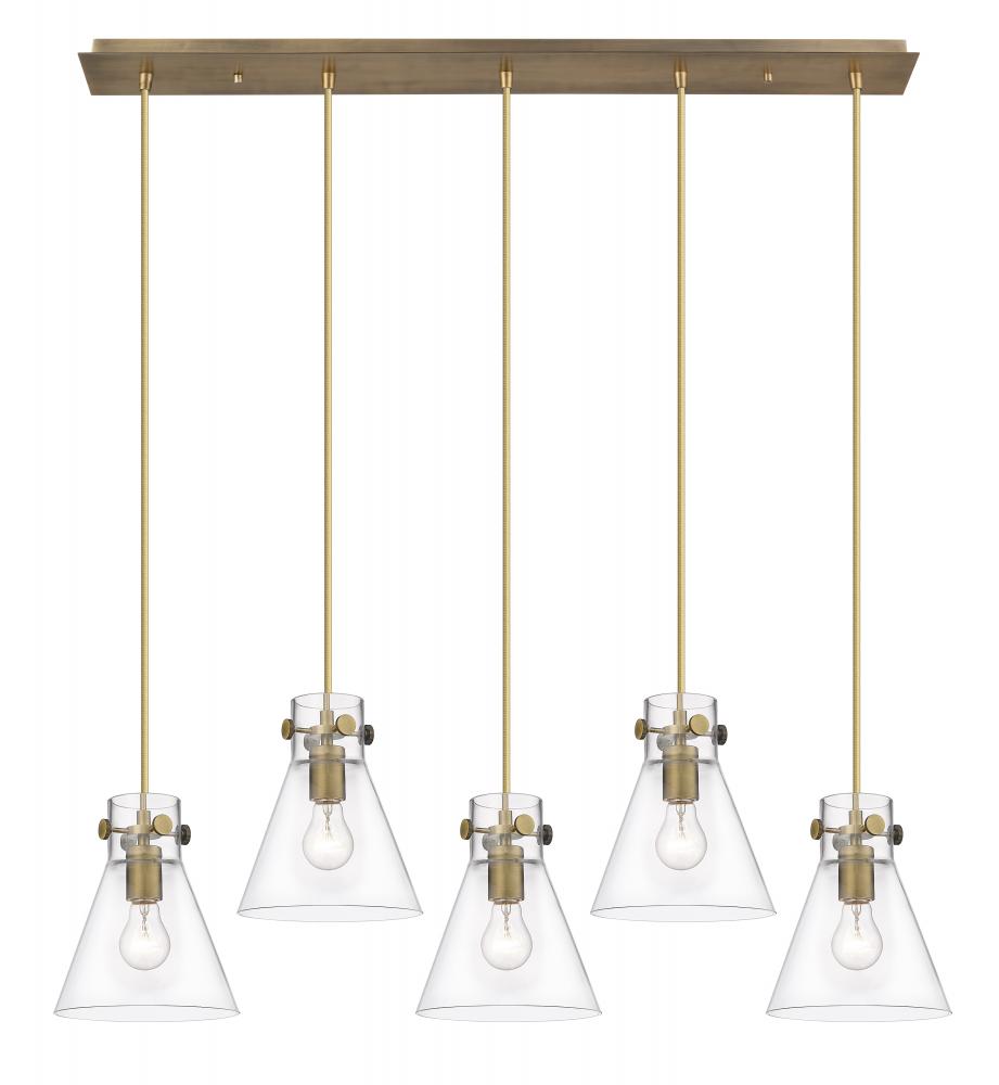 Newton Cone - 5 Light - 40 inch - Brushed Brass - Linear Pendant