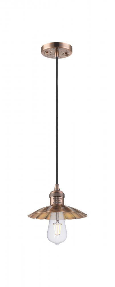 Scallop - 1 Light - 8 inch - Antique Copper - Cord Hung - Mini Pendant