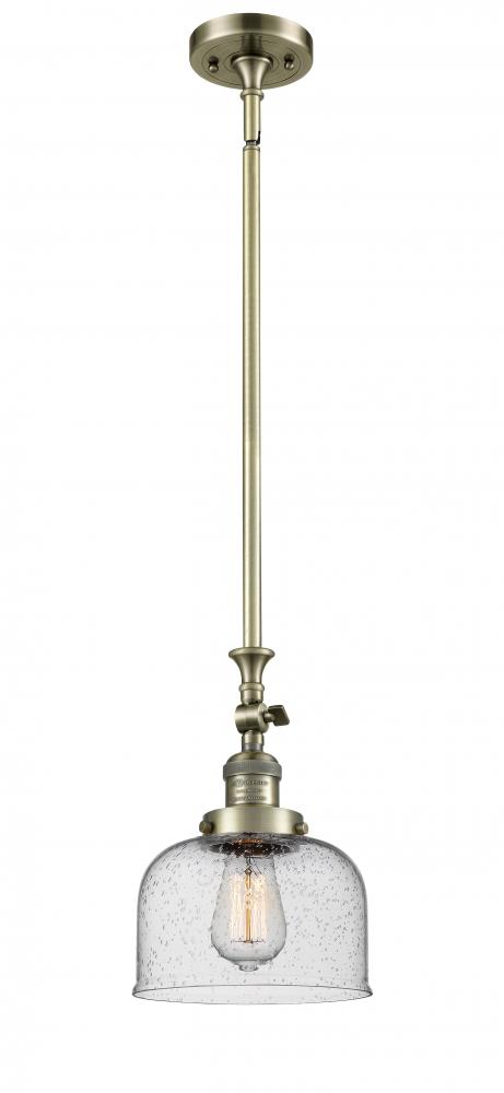 Bell - 1 Light - 8 inch - Antique Brass - Stem Hung - Adjustable Mini Pendant