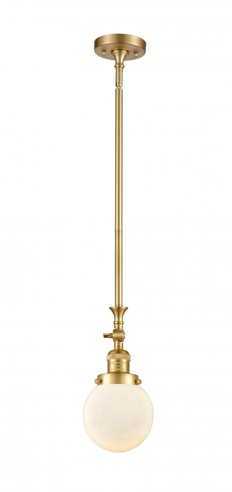 Beacon - 1 Light - 6 inch - Satin Gold - Stem Hung - Adjustable Mini Pendant