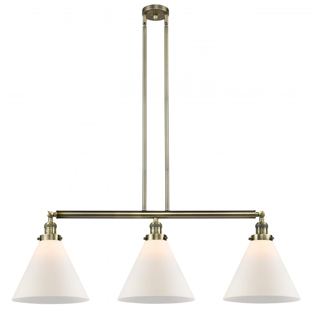 Cone - 3 Light - 44 inch - Antique Brass - Stem Hung - Island Light