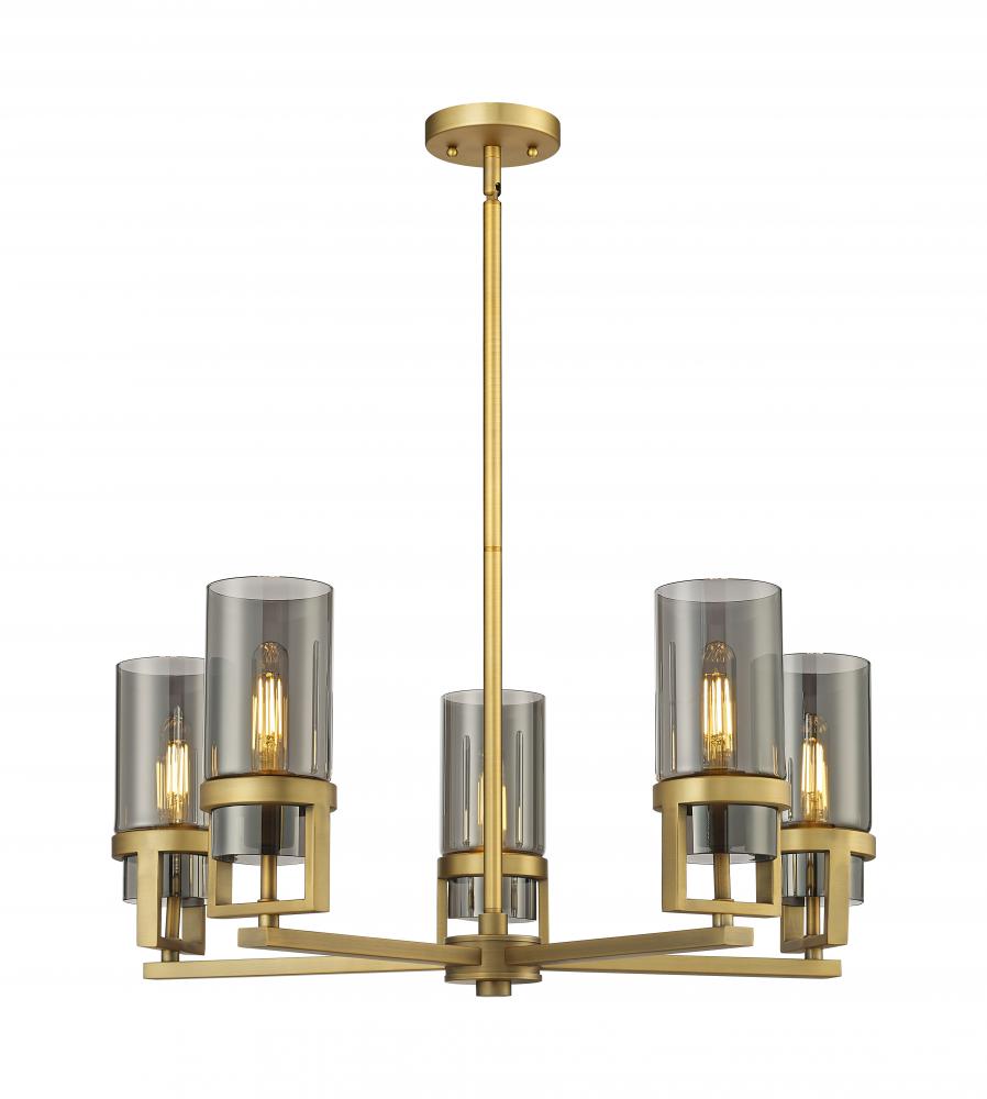 Utopia - 5 Light - 24 inch - Brushed Brass - Chandelier