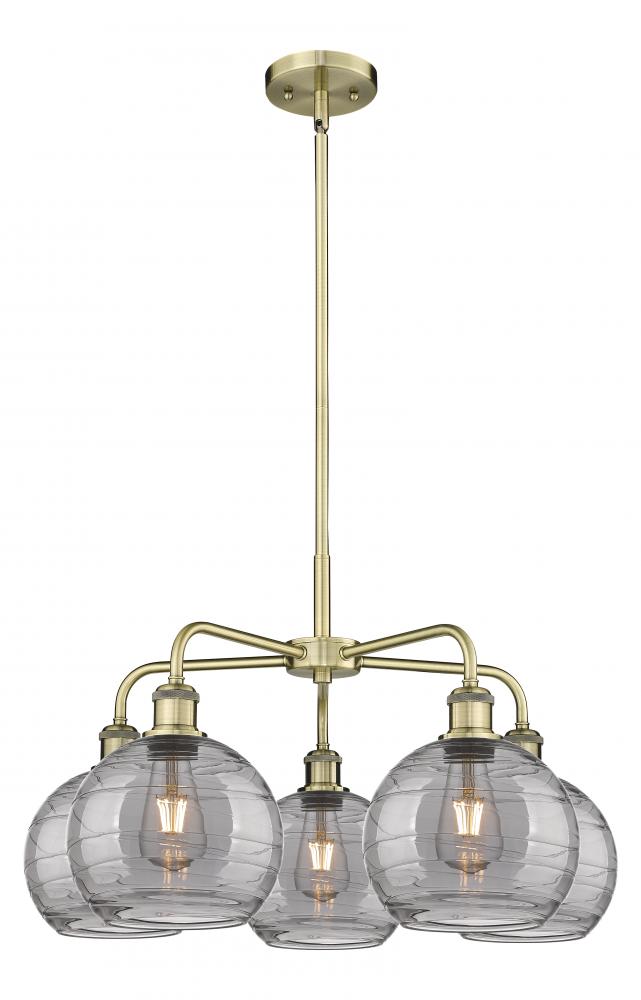 Athens Deco Swirl - 5 Light - 26 inch - Antique Brass - Chandelier