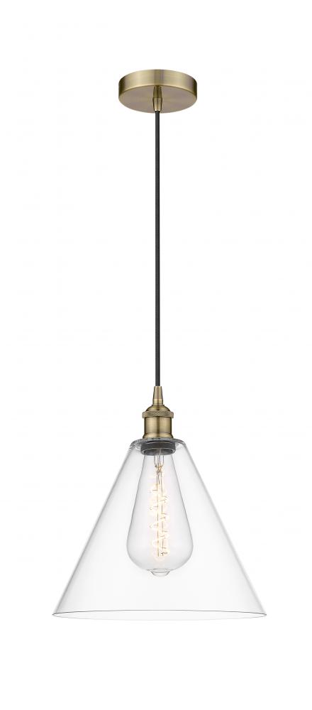 Berkshire - 1 Light - 12 inch - Antique Brass - Cord hung - Mini Pendant