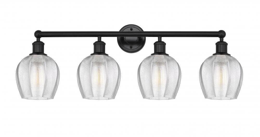 Norfolk - 4 Light - 33 inch - Matte Black - Bath Vanity Light