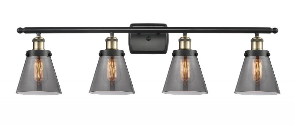 Cone - 4 Light - 36 inch - Black Antique Brass - Bath Vanity Light