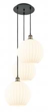 Innovations Lighting 113B-3P-BAB-G1217-12WV - White Venetian - 3 Light - 19 inch - Black Antique Brass - Cord Hung - Multi Pendant