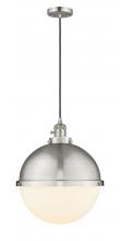 Innovations Lighting 201CSW-SN-HFS-121-SN-LED - Hampden - 1 Light - 13 inch - Brushed Satin Nickel - Cord hung - Pendant