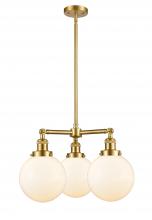 Innovations Lighting 207-SG-G201-8-LED - Beacon - 3 Light - 22 inch - Satin Gold - Stem Hung - Chandelier