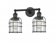 Innovations Lighting 208-BK-G52-CE-LED - Bell Cage - 2 Light - 16 inch - Matte Black - Bath Vanity Light