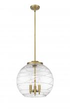  221-3S-BB-G1213-16-LED - Athens Deco Swirl - 3 Light - 16 inch - Brushed Brass - Cord hung - Pendant