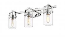  423-3W-PC-G423-7CL - Pilaster II Cylinder - 3 Light - 25 inch - Polished Chrome - Bath Vanity Light