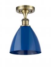 Innovations Lighting 516-1C-AB-MBD-75-BL-LED - Plymouth - 1 Light - 8 inch - Antique Brass - Semi-Flush Mount