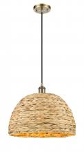 Innovations Lighting 516-1P-AB-RBD-16-NAT - Woven Rattan - 1 Light - 16 inch - Antique Brass - Mini Pendant