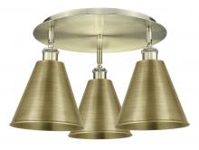 Innovations Lighting 516-3C-AB-MBC-8-AB - Berkshire - 3 Light - 20 inch - Antique Brass - Flush Mount