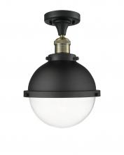 Innovations Lighting 517-1CH-BAB-HFS-82-BK-LED - Hampden - 1 Light - 9 inch - Black Antique Brass - Semi-Flush Mount