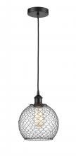 Innovations Lighting 616-1P-BK-G122-8CBK - Farmhouse Chicken Wire - 1 Light - 8 inch - Matte Black - Cord hung - Mini Pendant