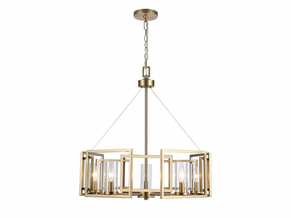 Marco 5-Light Chandelier in Brushed Champagne Bronze with Clear Glass